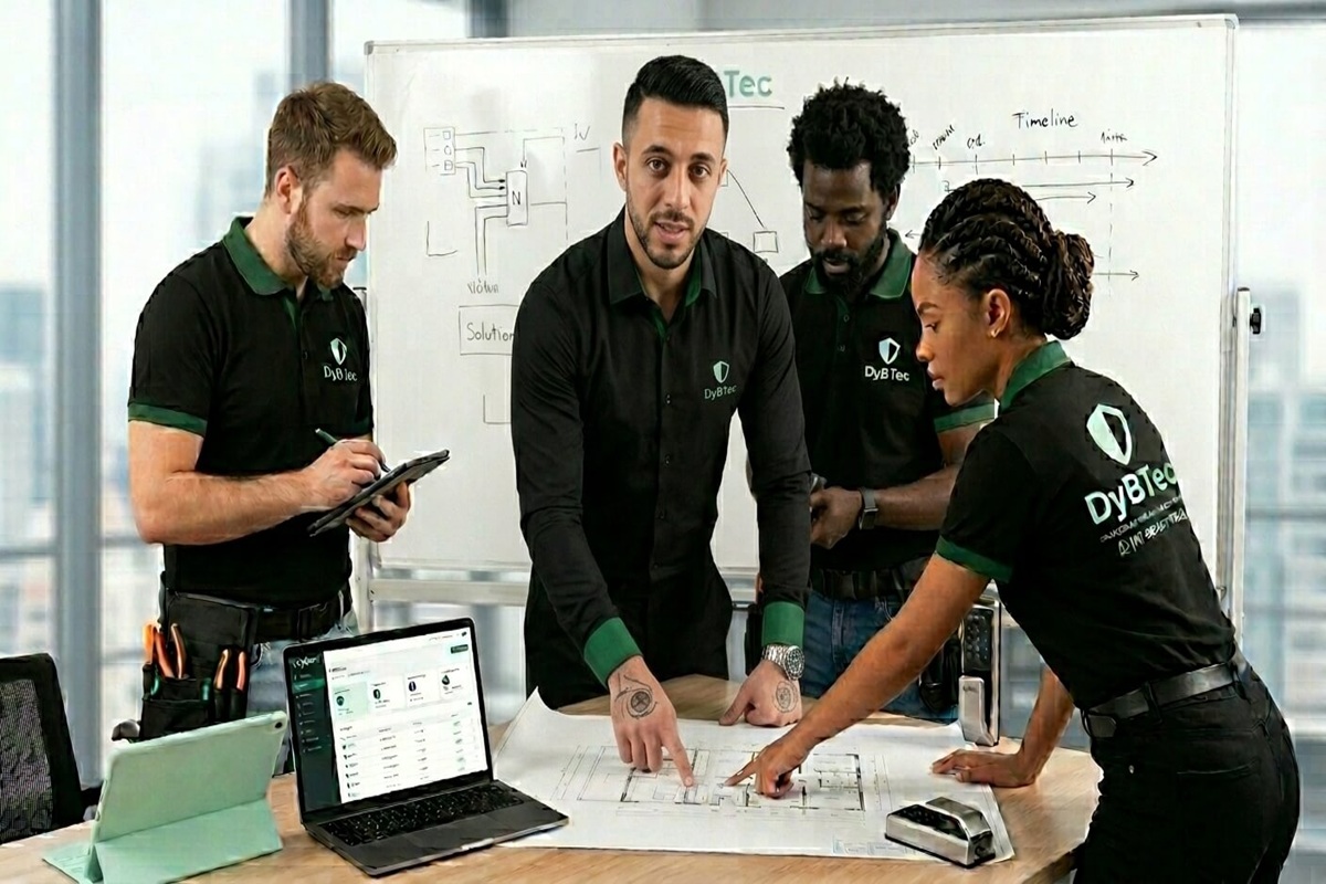 Equipe de técnicos especializados em segurança eletrônica